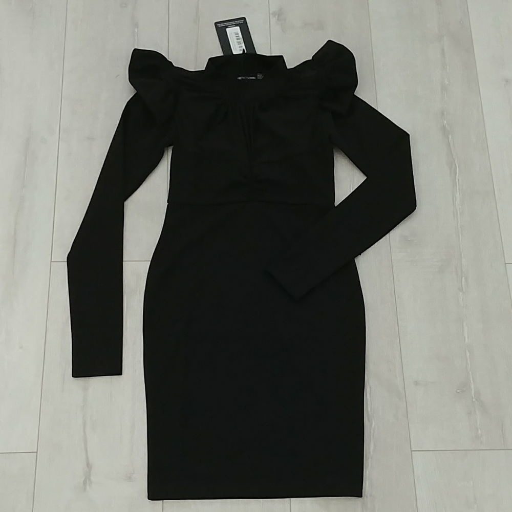 Frill Shoulder Mesh Insert Long Sleeve Bodyc - Picture 6 of 7
